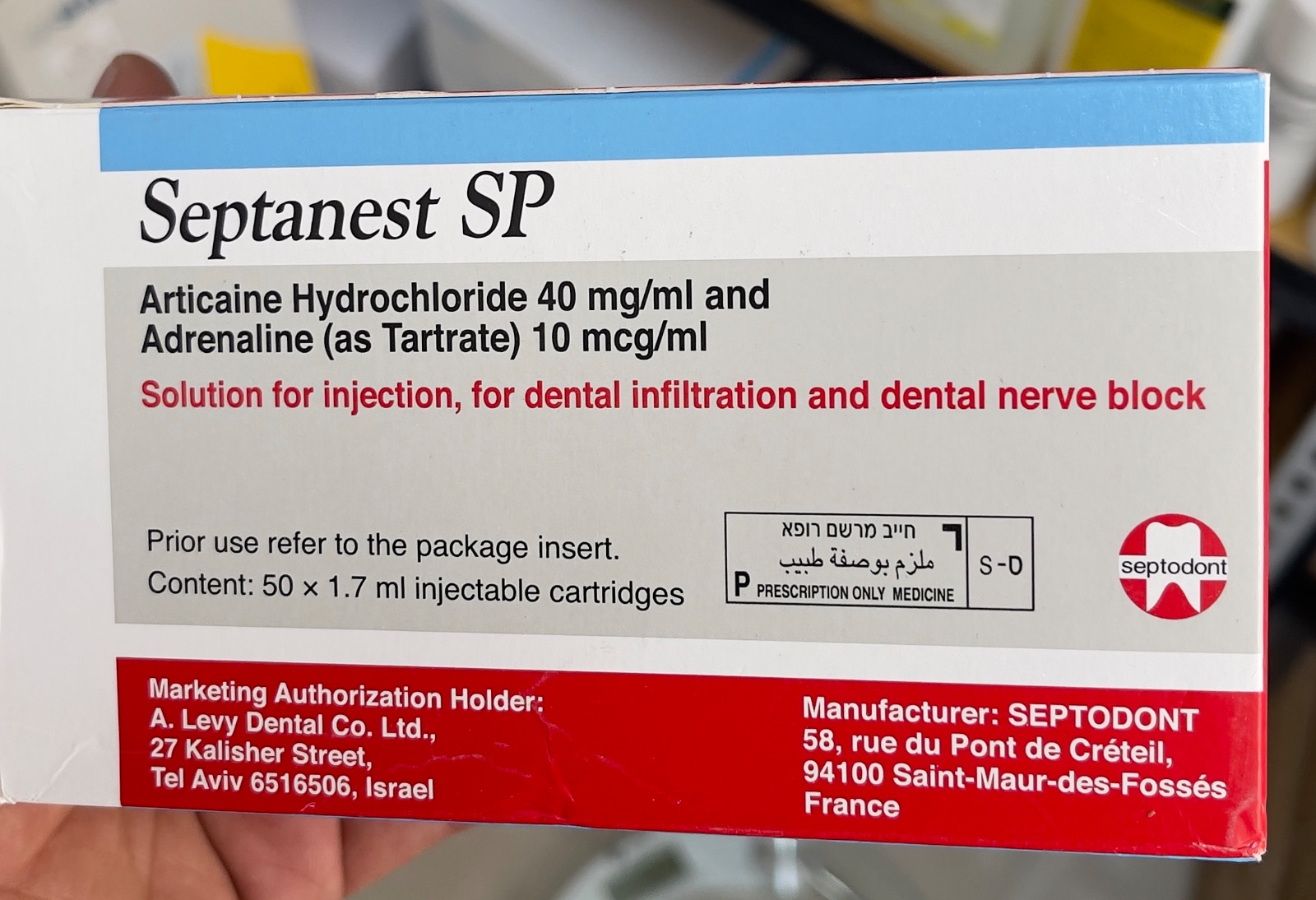Septanest SP — Septodont 4%