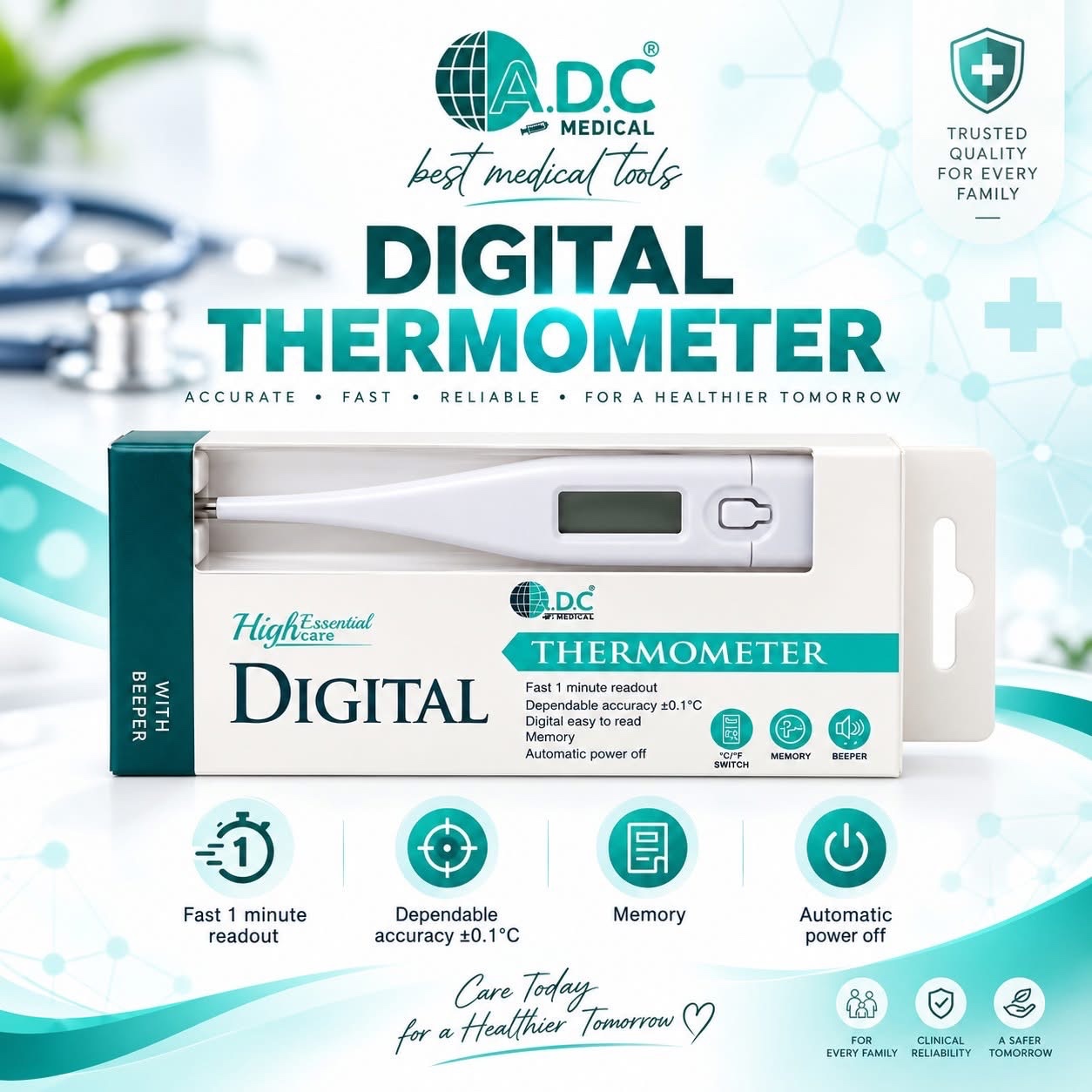 جهاز قياس حرارة رقمي A.D.C High Essential Care