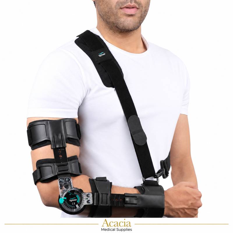دعامة كوع مفصلية للتحكم بالحركة Tynor ROM – E-46