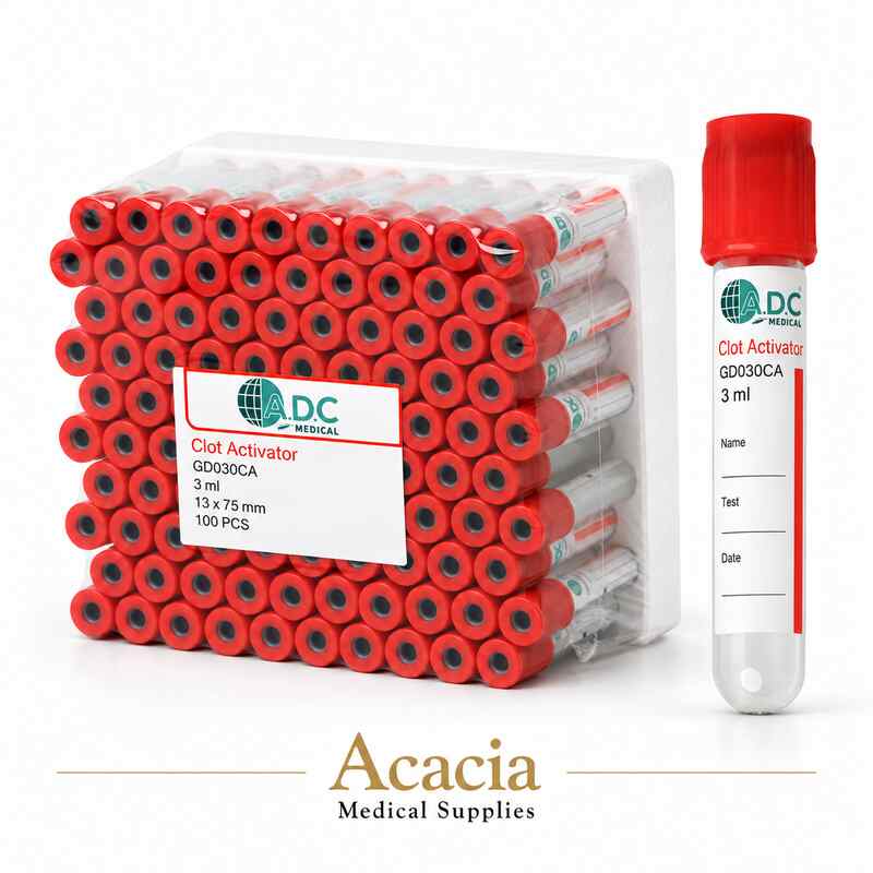 أنابيب دم حمراء Clot Activator من A.D.C – 3 مل