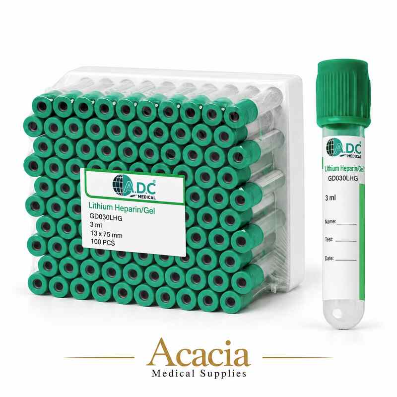 أنابيب ليثيوم هيبارين مع جل من A.D.C – 3 مل